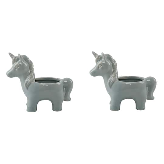 Flora Bunda Teal Ceramic Unicorn Pot Set